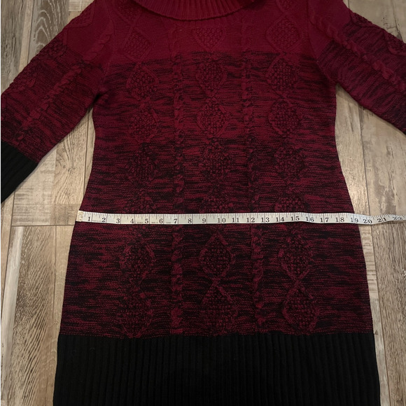 Womens‎ Classic Cable Knit Sweater Dress Large Holiday Career Turtleneck Ombre - Picture 7 of 9
